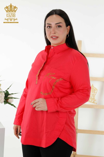 فروش عمده پیراهن زنانه - پشت - طرح رز - مرجانی - 20110 | KAZEE - Thumbnail