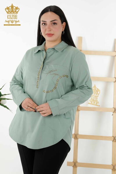 فروش عمده پیراهن زنانه - پشت - طرح رز - سبز - 20110 | KAZEE - Thumbnail