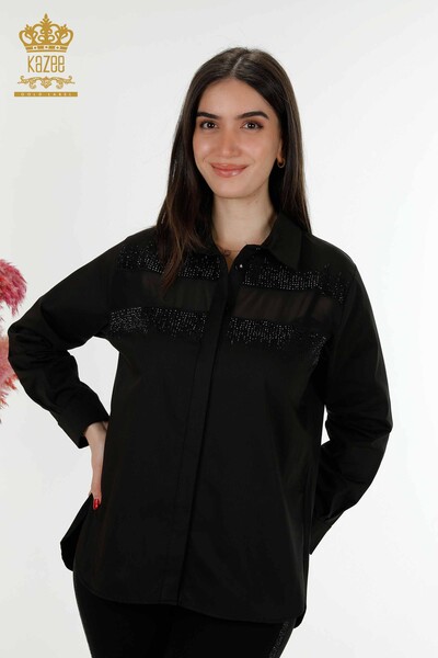 فروش عمده پیراهن زنانه سنگ دوزی مشکی - 20250 | KAZEE - Thumbnail