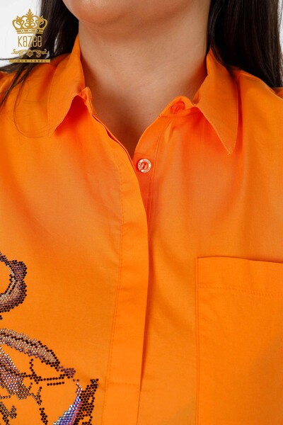 فروش عمده پیراهن زنانه - جزییات سنجاقک - سنگ دوزی رنگی - نخی - 20120 | KAZEE - Thumbnail