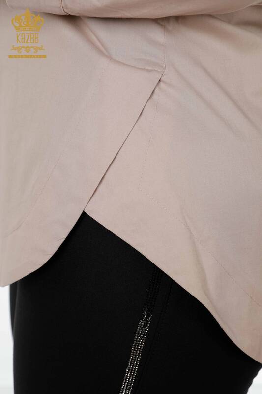 فروش عمده پیراهن زنانه - نیم دکمه - بژ - 17230 | KAZEE