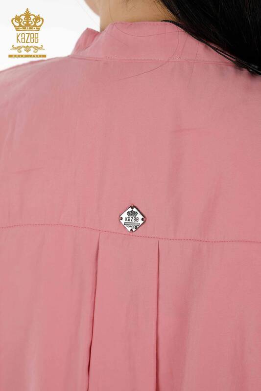 فروش عمده پیراهن زنانه - جزییات نیم دکمه - رز خشک - 20316 | KAZEE