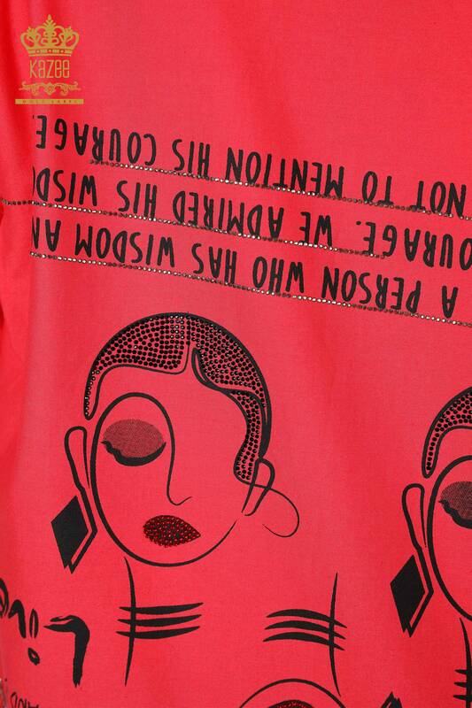 فروش عمده پیراهن زنانه - طرح دار - مشروح متن - مرجانی - 17141 | KAZEE
