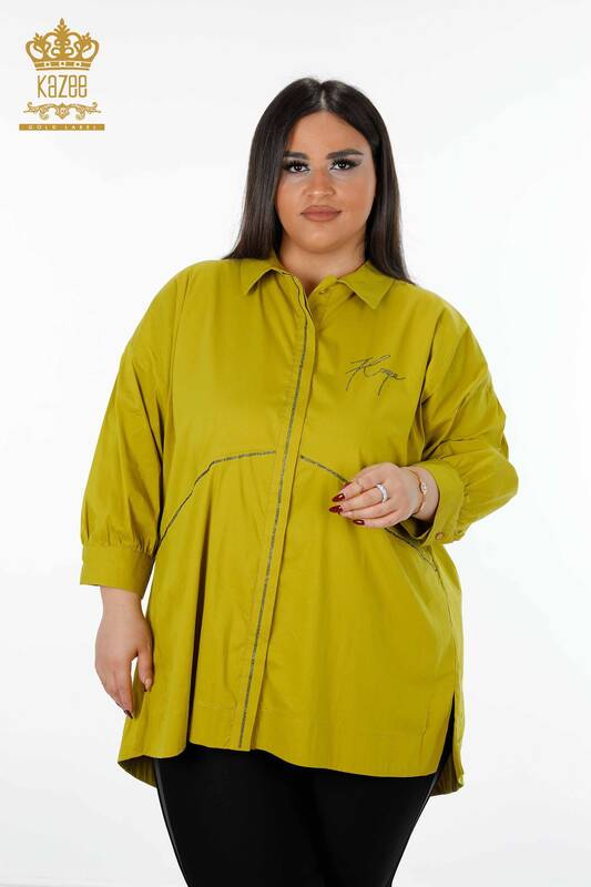 فروش عمده پیراهن زنانه - جیبی - سنگ دوزی شده - نخی - راه راه - 20203 | KAZEE