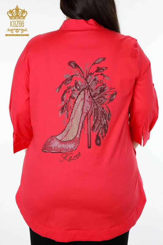 فروش عمده پیراهن زنانه - جزییات جیبی - سنگ دوزی رنگی - طرح دار - 20127 | KAZEE