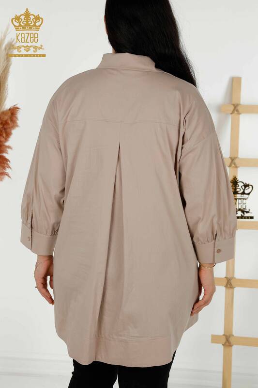 فروش عمده پیراهن زنانه - دو جیب - بژ - 20220 | KAZEE