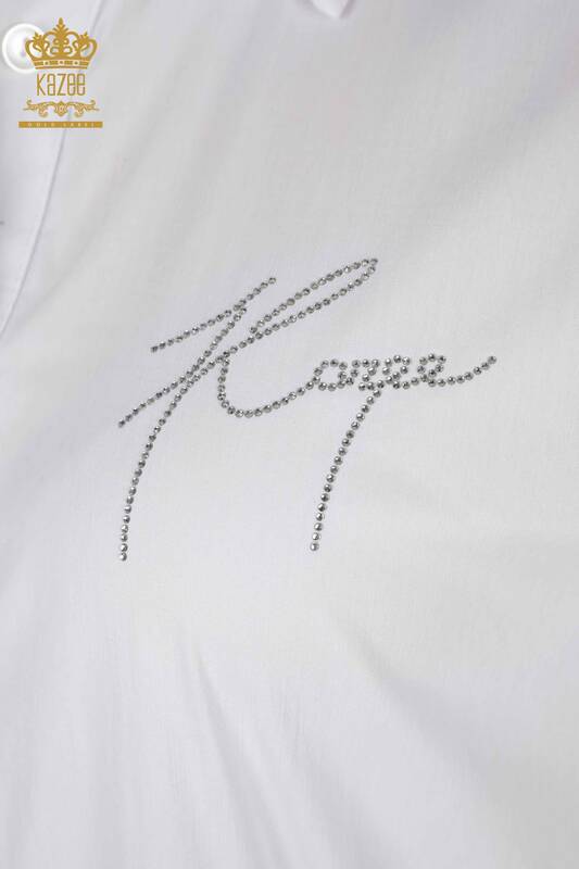 فروش عمده پیراهن زنانه - دو جیب - سفید - 20220 | KAZEE