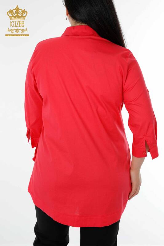 فروش عمده پیراهن زنانه - الگوی گل گورخر - مرجانی - 20126 | KAZEE