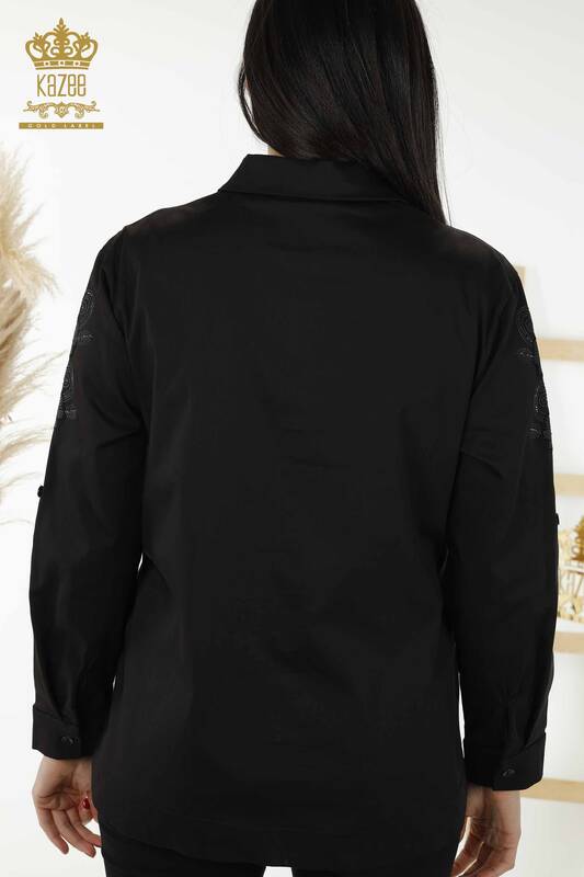 فروش عمده پیراهن زنانه طرح گل مشکی - 20246 | KAZEE
