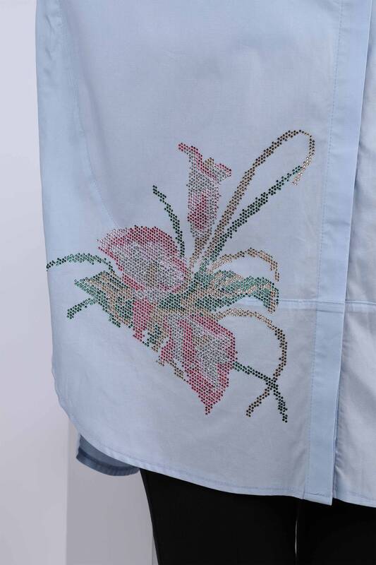 فروش عمده پیراهن زنانه - طرح گل - سنگ دوزی - 17053 | KAZEE