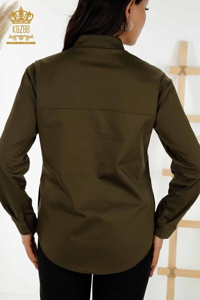 فروش عمده پیراهن زنانه - گل دوزی رنگارنگ - خاکی - 20234 | KAZEE - Thumbnail