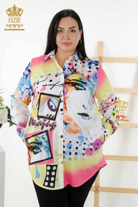 فروش عمده پیراهن زنانه - چاپ دیجیتال - 20363 | KAZEE
