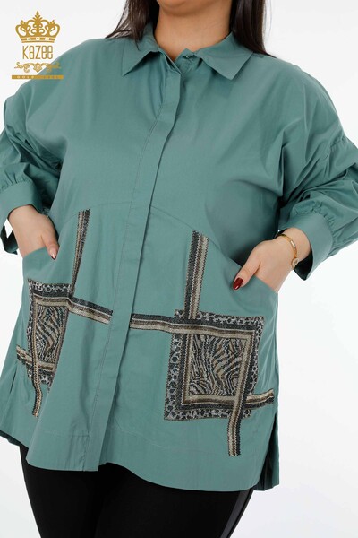 فروش عمده پیراهن زنانه - جیب دو نفره - سنگ دوزی - نخی - طرح دار - 20198 | KAZEE - Thumbnail