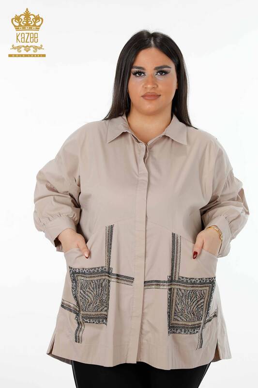 فروش عمده پیراهن زنانه - جیب دو نفره - سنگ دوزی - نخی - طرح دار - 20198 | KAZEE