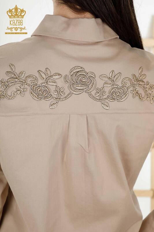 فروش عمده پیراهن زنانه - طرح گل - بژ - 20249 | KAZEE