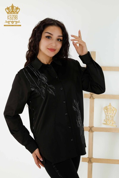 فروش عمده پیراهن زنانه - طرح گل - مشکی - 20297 | KAZEE - Thumbnail