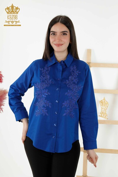 فروش عمده پیراهن زنانه - طرح گل - آبی تیره - 20249 | KAZEE - Thumbnail
