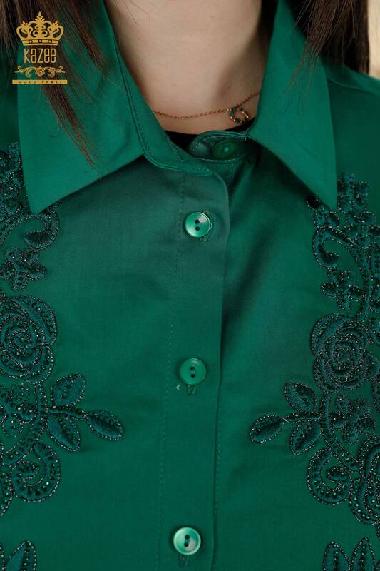 فروش عمده پیراهن زنانه - طرح گل - سبز - 20249 | KAZEE