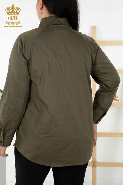 فروش عمده پیراهن زنانه - طرح گل - خاکی - 20351 | KAZEE - Thumbnail