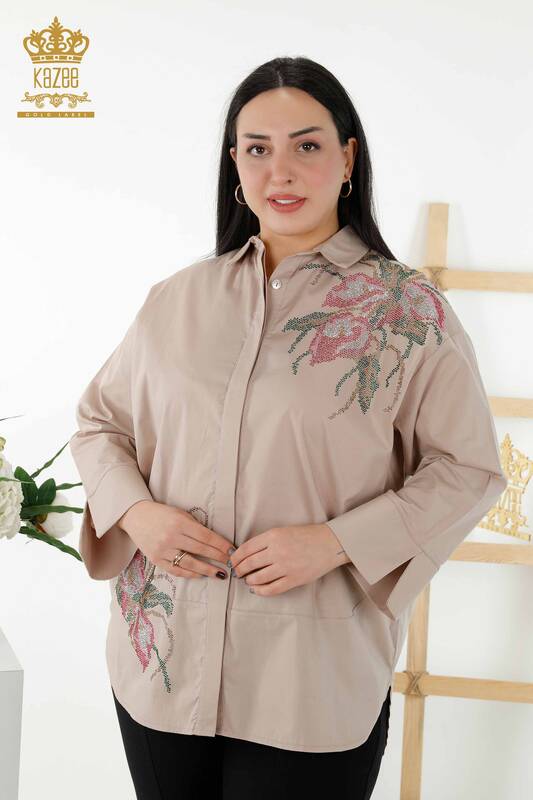 فروش عمده پیراهن زنانه - طرح گل - راسو - 17053 | KAZEE