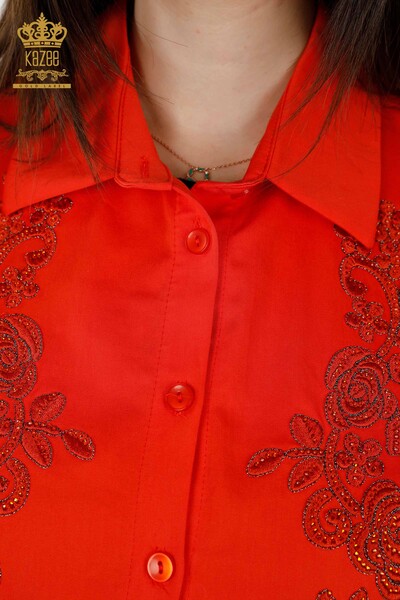 فروش عمده پیراهن زنانه - طرح گل - نارنجی - 20249 | KAZEE - Thumbnail