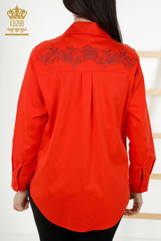 فروش عمده پیراهن زنانه - طرح گل - نارنجی - 20249 | KAZEE