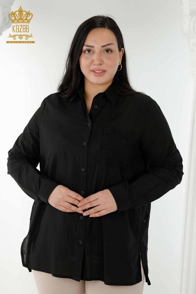 فروش عمده پیراهن زنانه توری مشکی مشکی - 20319 | KAZEE - Thumbnail