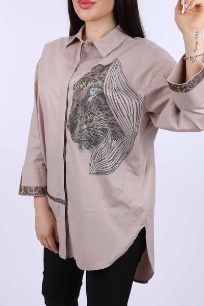 فروش عمده پیراهن زنانه - طرح پلنگی - سنگ دوزی - 17052 | KAZEE - Thumbnail