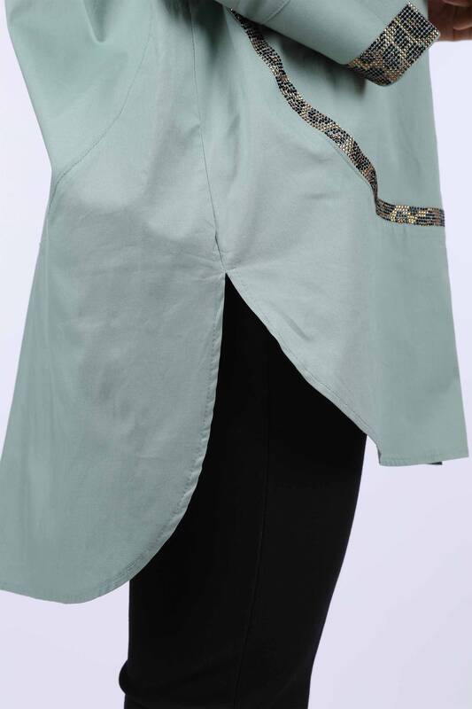 فروش عمده پیراهن زنانه - طرح پلنگی - سنگ دوزی - 17052 | KAZEE
