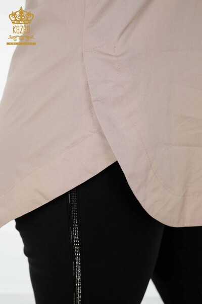 فروش عمده پیراهن زنانه - جزییات جیبی - بژ - 20139 | KAZEE - Thumbnail