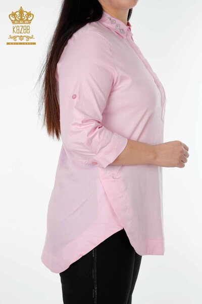 فروش عمده پیراهن زنانه - جزییات جیبی - صورتی - 20139 | KAZEE - Thumbnail