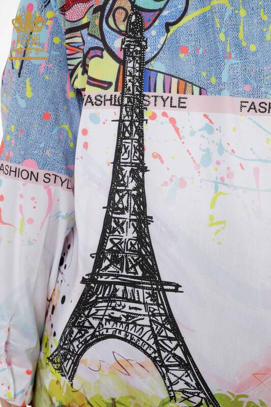 فروش عمده پیراهن زنانه - سنگ دوزی - الگوی دیجیتال - 20362 | KAZEE