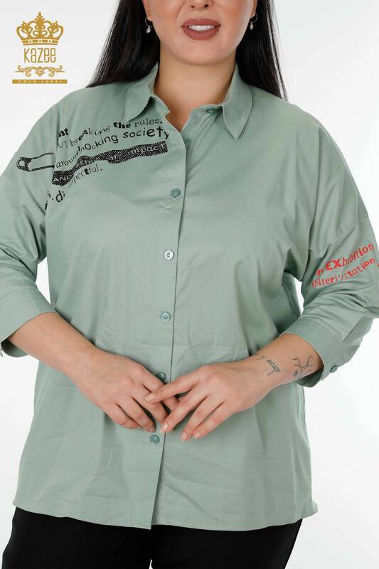 فروش عمده پیراهن زنانه - سنگ دوزی - آبی روشن - 20095 | KAZEE