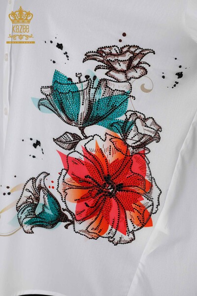 فروش عمده پیراهن زنانه - سنگ دوزی - سفید - 20223 | KAZEE - Thumbnail