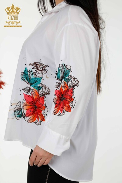 فروش عمده پیراهن زنانه - سنگ دوزی - سفید - 20223 | KAZEE - Thumbnail