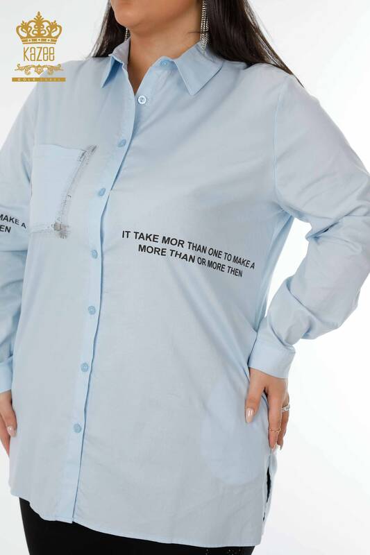 فروش عمده پیراهن زنانه - مشروح نامه - آبی - 20087 | KAZEE