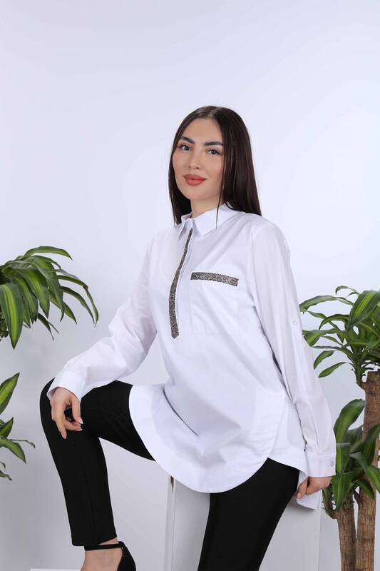 فروش عمده پیراهن زنانه - طرح ببر - سنگ دوزی - 20023 | KAZEE