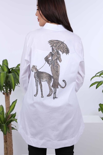 فروش عمده پیراهن زنانه - طرح ببر - سنگ دوزی - 20023 | KAZEE - Thumbnail
