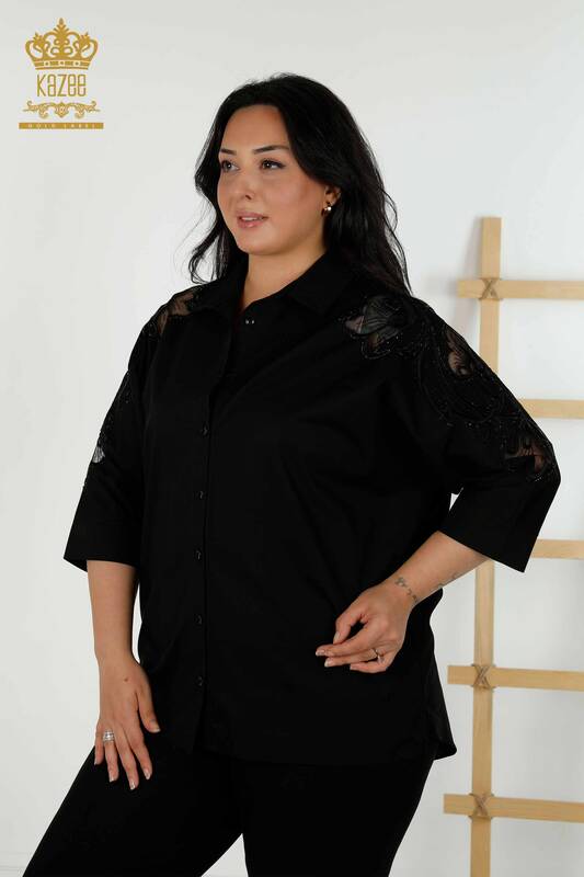 فروش عمده پیراهن زنانه توری مشکی - 20406 | KAZEE