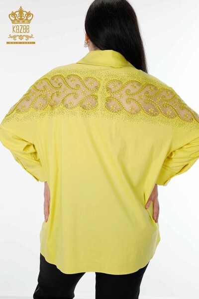 فروش عمده پیراهن زنانه - جزییات توری - زرد - 20099 | KAZEE - Thumbnail