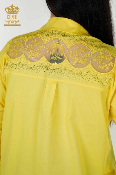 فروش عمده پیراهن زنانه - جزییات توری - زرد - 20407 | KAZEE - Thumbnail