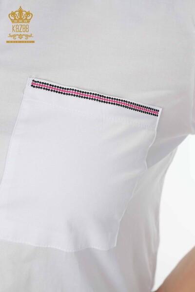 فروش عمده پیراهن زنانه - طرح گل گورخر - سفید - 20126 | KAZEE - Thumbnail