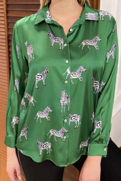 فروش عمده پیراهن زنانه - طرح گورخر - ساتن - 17193 | KAZEE - Thumbnail