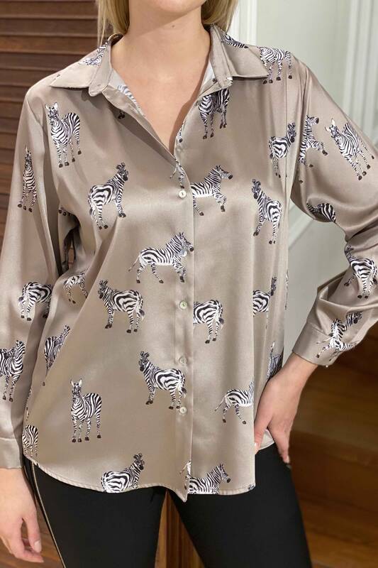 فروش عمده پیراهن زنانه - طرح گورخر - ساتن - 17193 | KAZEE