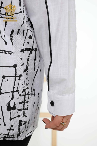 فروش عمده پیراهن زنانه - زیپ دار - جیبی - سفید - 20315 | KAZEE - Thumbnail