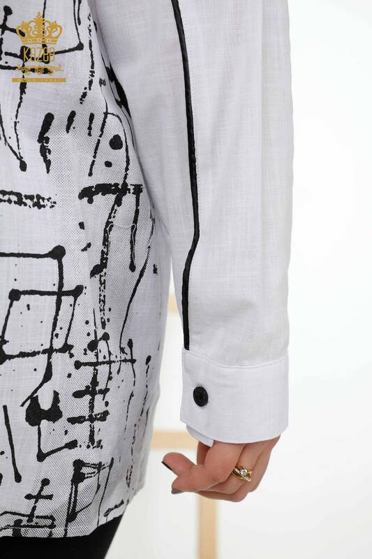 فروش عمده پیراهن زنانه - زیپ دار - جیبی - سفید - 20315 | KAZEE