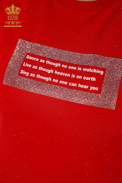 فروش عمده ست گرمکن زنانه - آستین کوتاه - قرمز - 17389 | KAZEE - 4