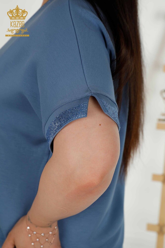 فروش عمده تیم ورزش بانوان - سنگ دوزی - جیب - نیلی - 20391 | KAZEE - 8