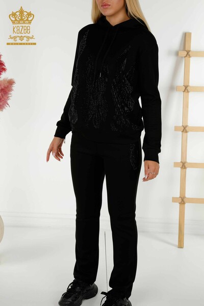 فروش عمده ست اسپرت زنانه - کلاه دار - مشکی - 17566 | KAZEE - 5