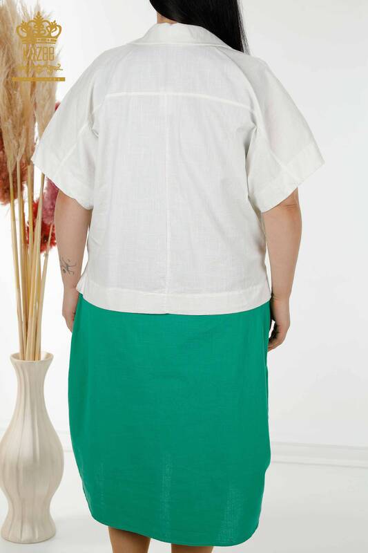 فروش عمده کت و شلوار تابستانی زنانه - پیراهن پیراهن - سبز راسو - 20314 | KAZEE